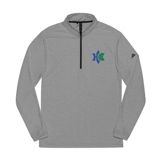 Embroidered Quarter‑Zip Pullover — Coastal Wave Logo