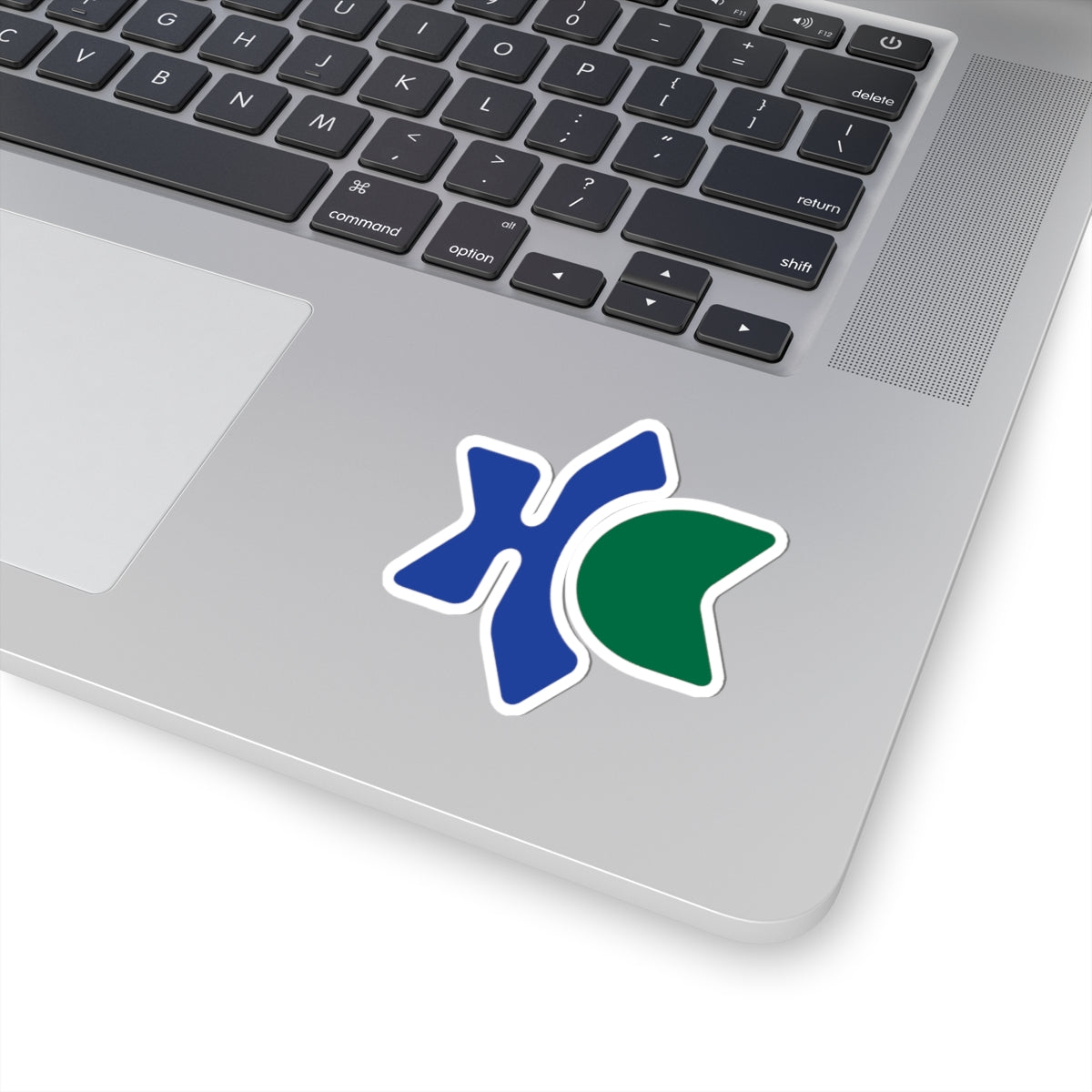Minimal Abstract Blue & Green Logo Sticker — Kiss-Cut Laptop Decal